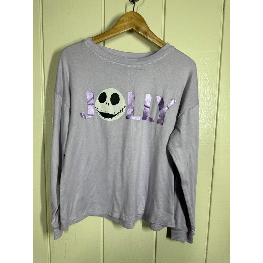 Disney Top Womens M Purple Jolly Jack Skellington Nightmare Before Christmas L/S
